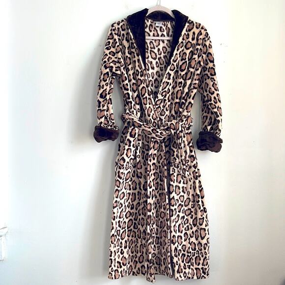 Natori super soft plush leopard print bath robe sz S - Picture 1 of 8